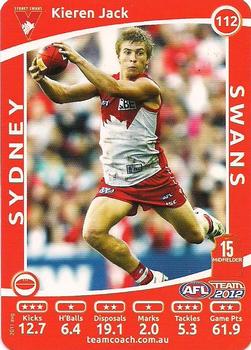 2012 Team Zone AFL Team #112 Kieren Jack Front